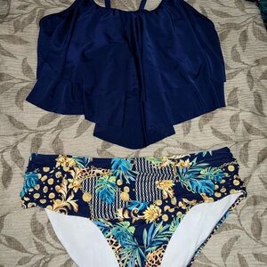 High waisted v flounce plus sized bikini